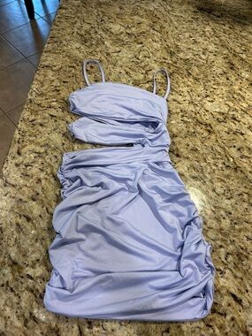 SHEIN Lilac Ruched Cutout Mini Dress